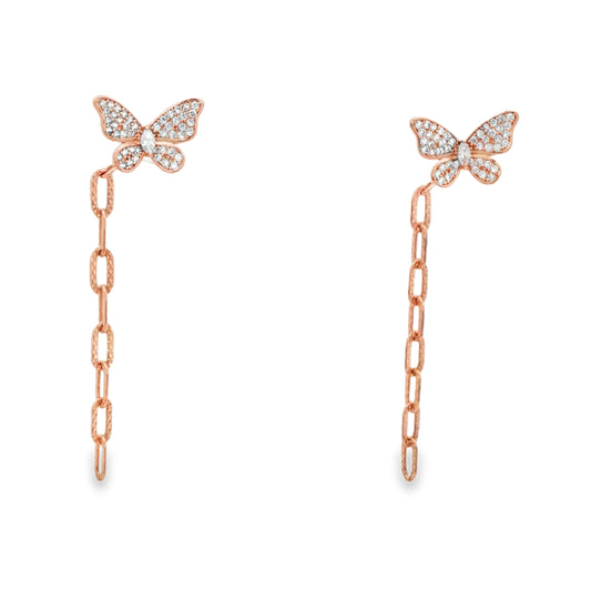 Butterfly Chain Drop Diamond Earrings