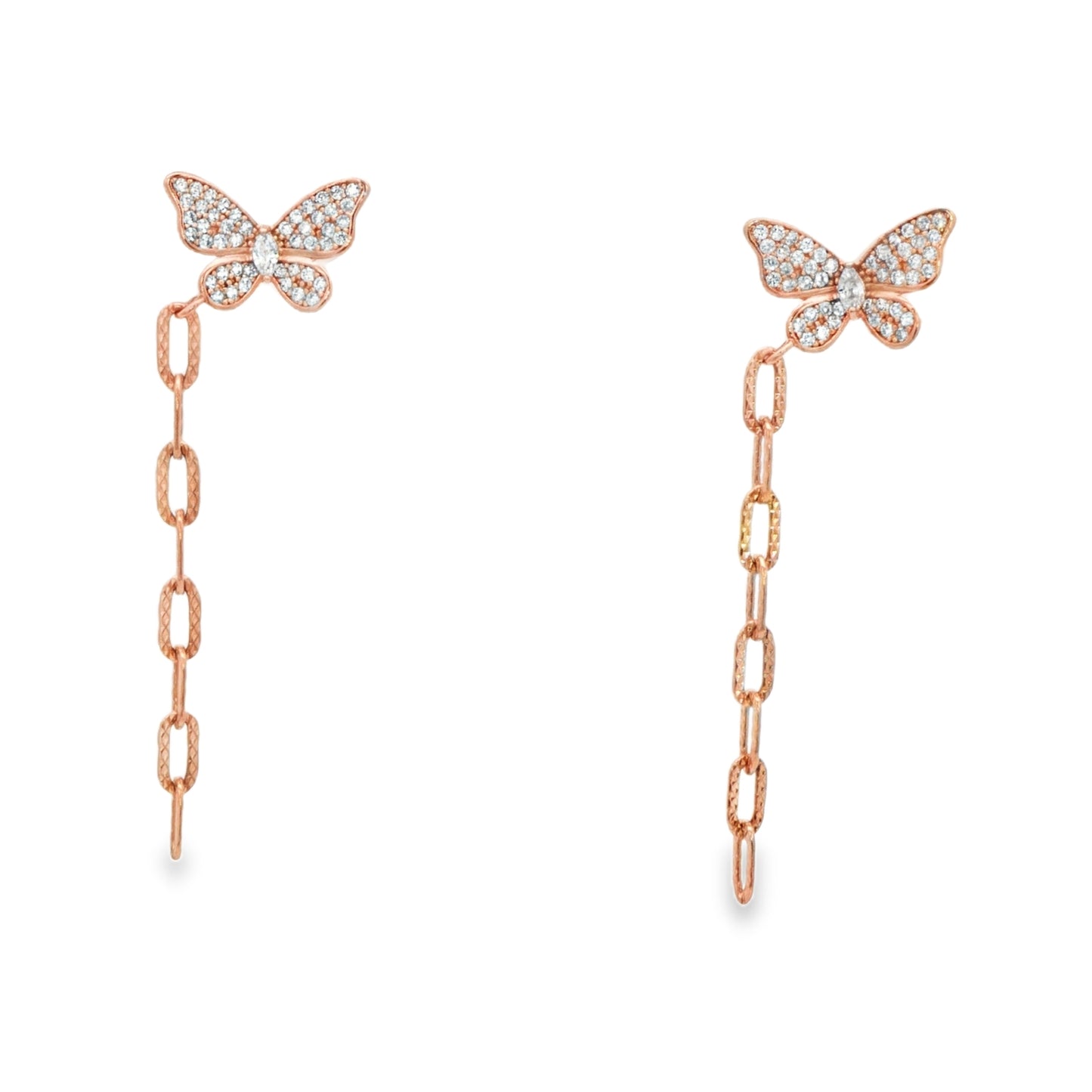 Butterfly Chain Drop Diamond Earrings