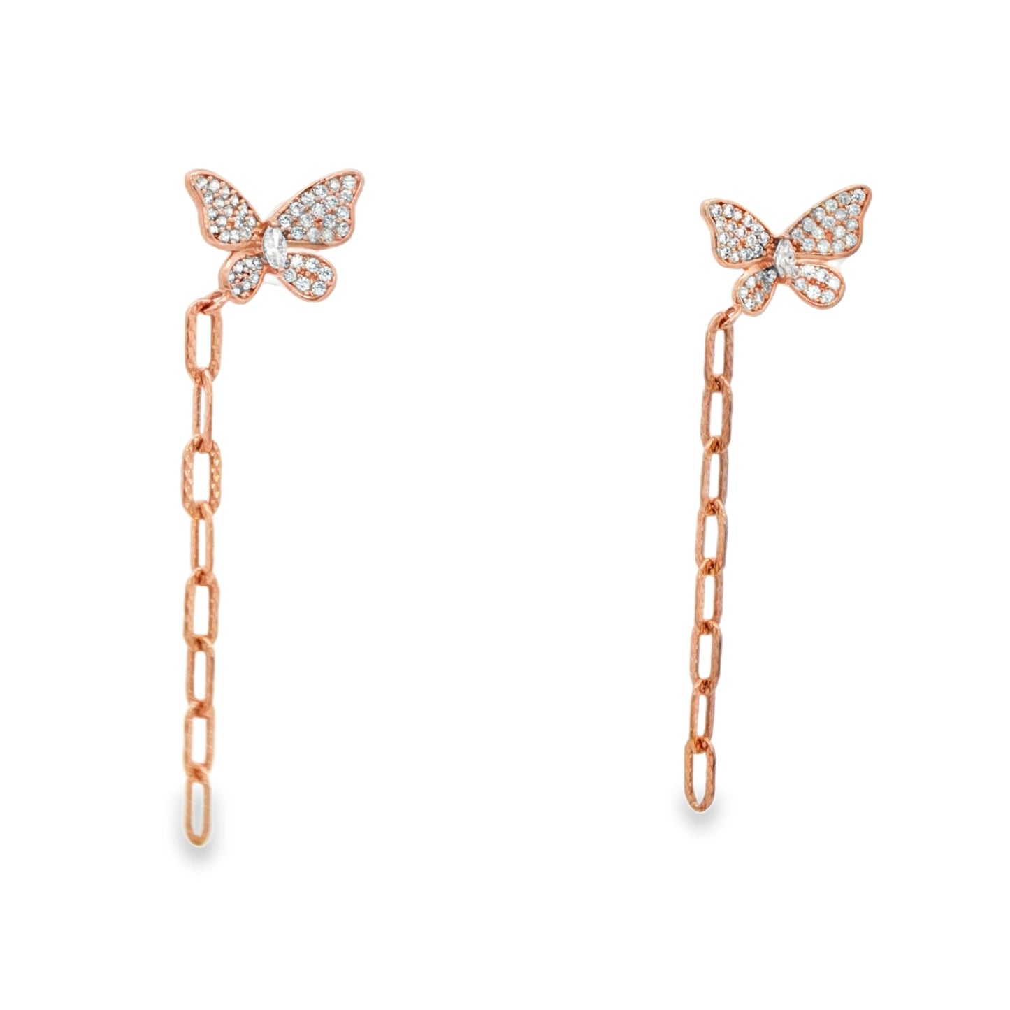 Butterfly Chain Drop Diamond Earrings
