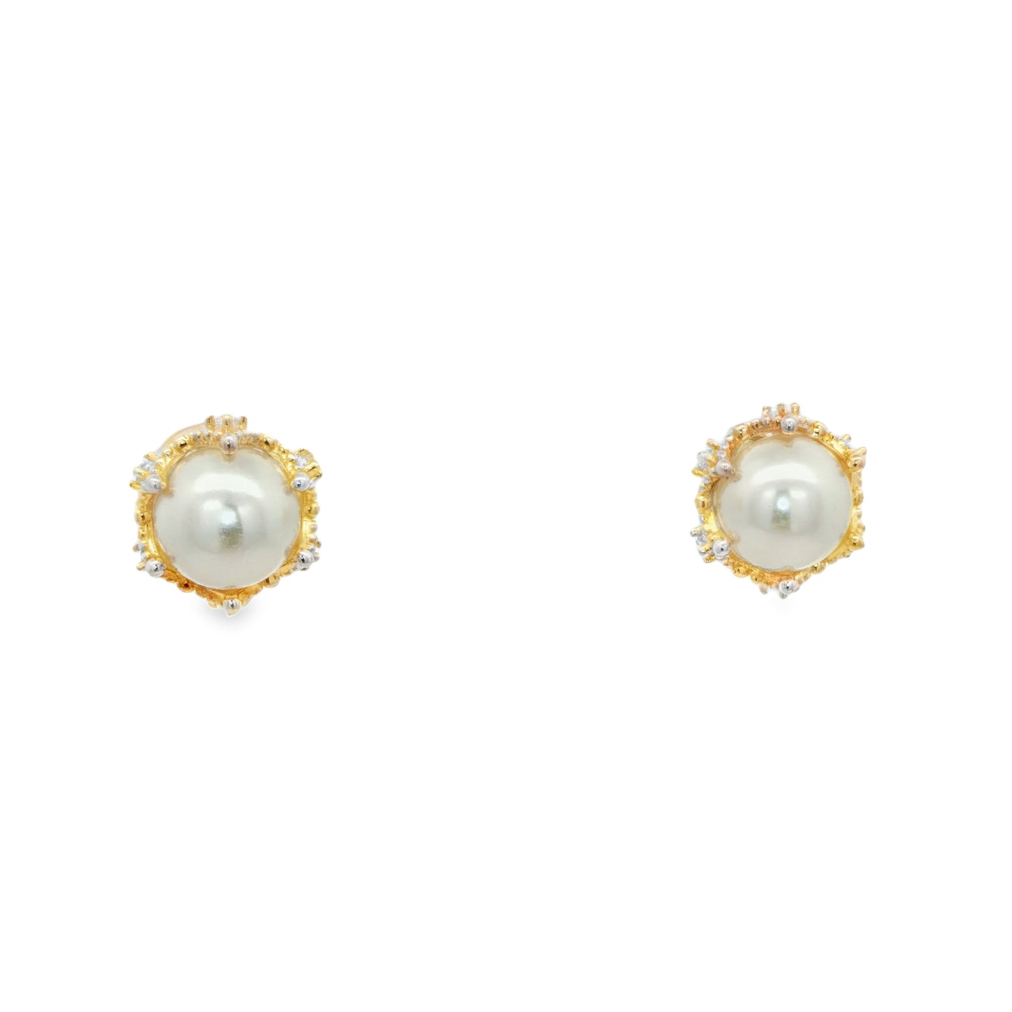 Royal Pearl Crown Stud Earrings