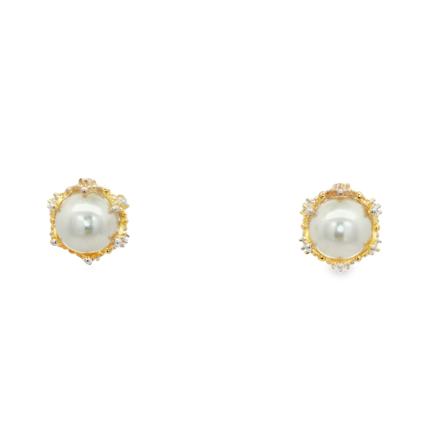 Royal Pearl Crown Stud Earrings