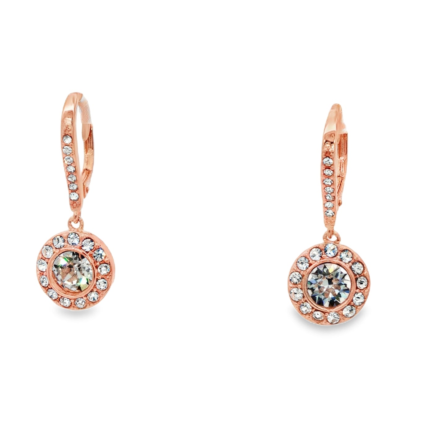 Rose Gold Halo Drop Earrings