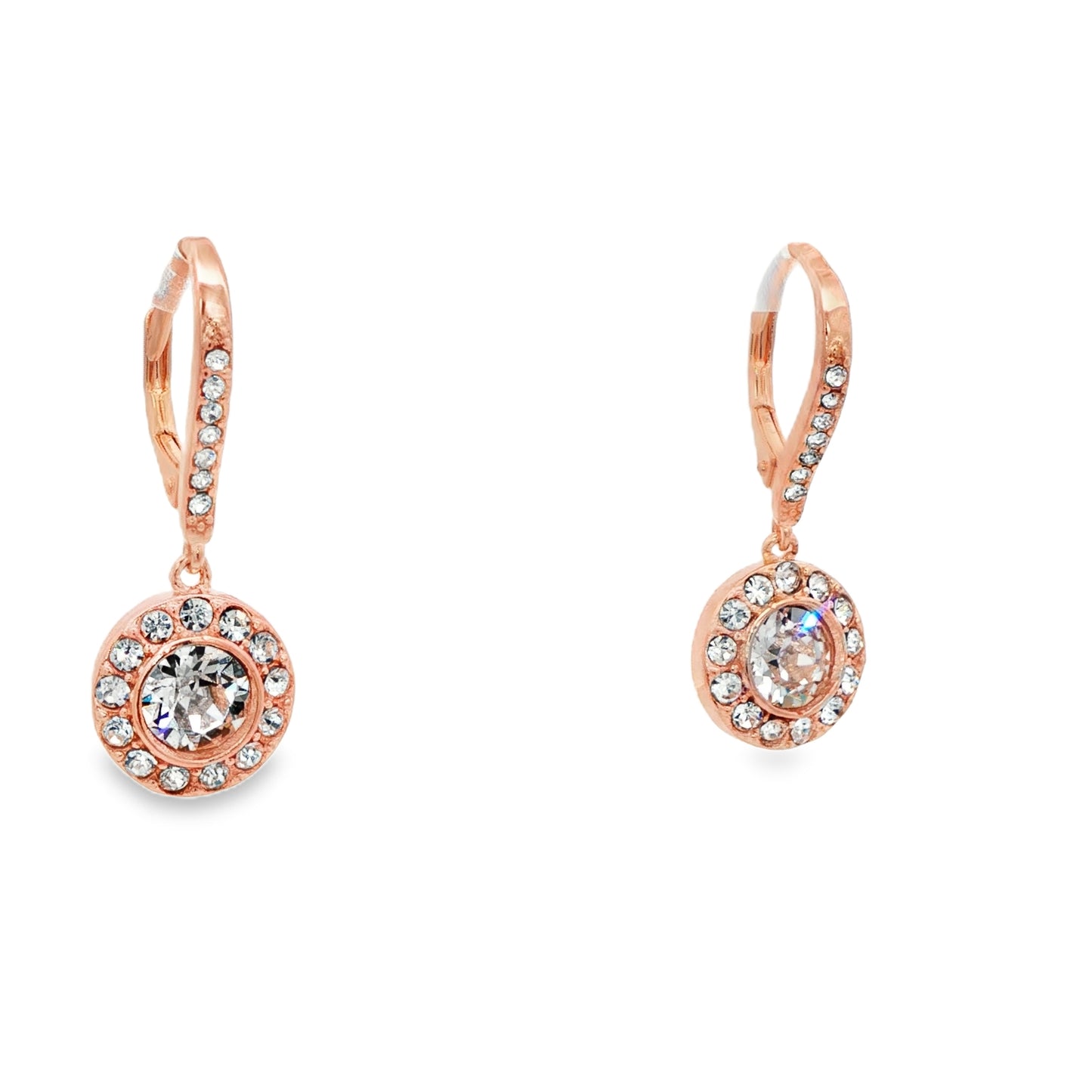 Rose Gold Halo Drop Earrings
