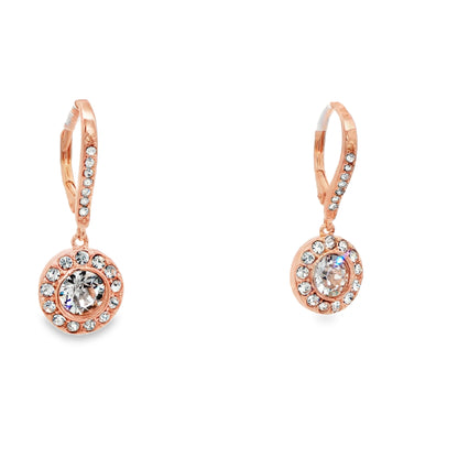 Rose Gold Halo Drop Earrings