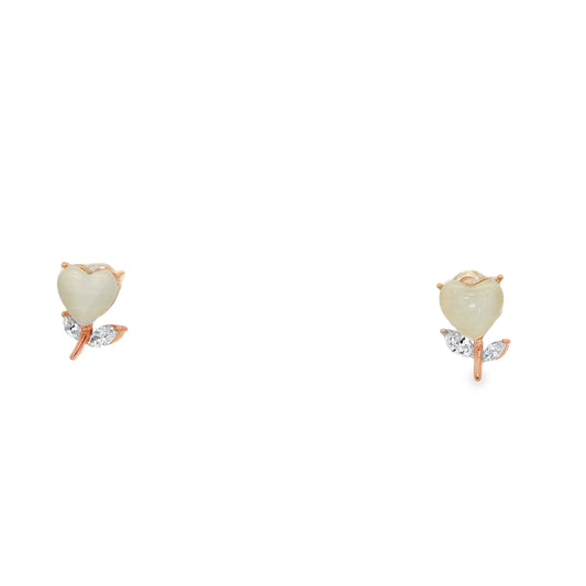 Golden Heart Bloom Stud Earrings
