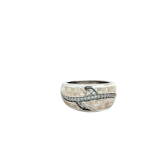 Ivory Mosaic Wave Diamond Ring