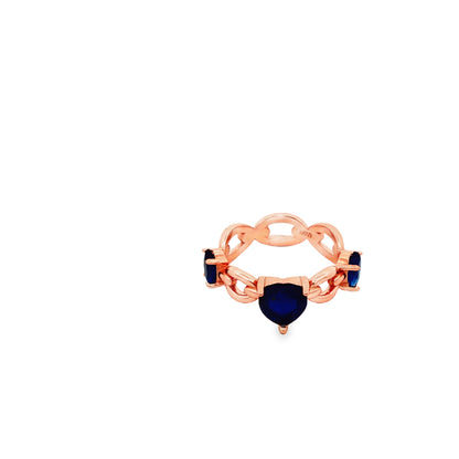 Royal Blue Heart Link Ring