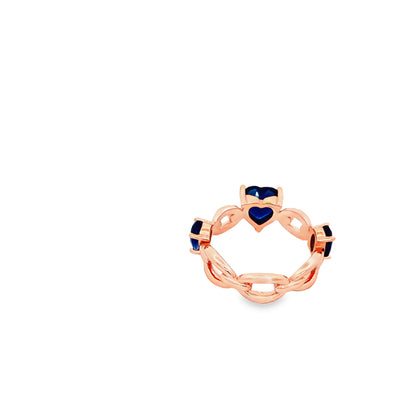 Royal Blue Heart Link Ring