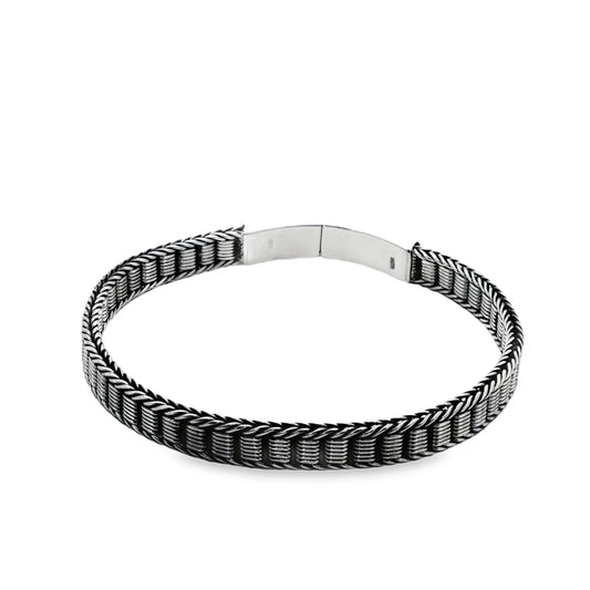 Urban Grid Oxidized Bracelet