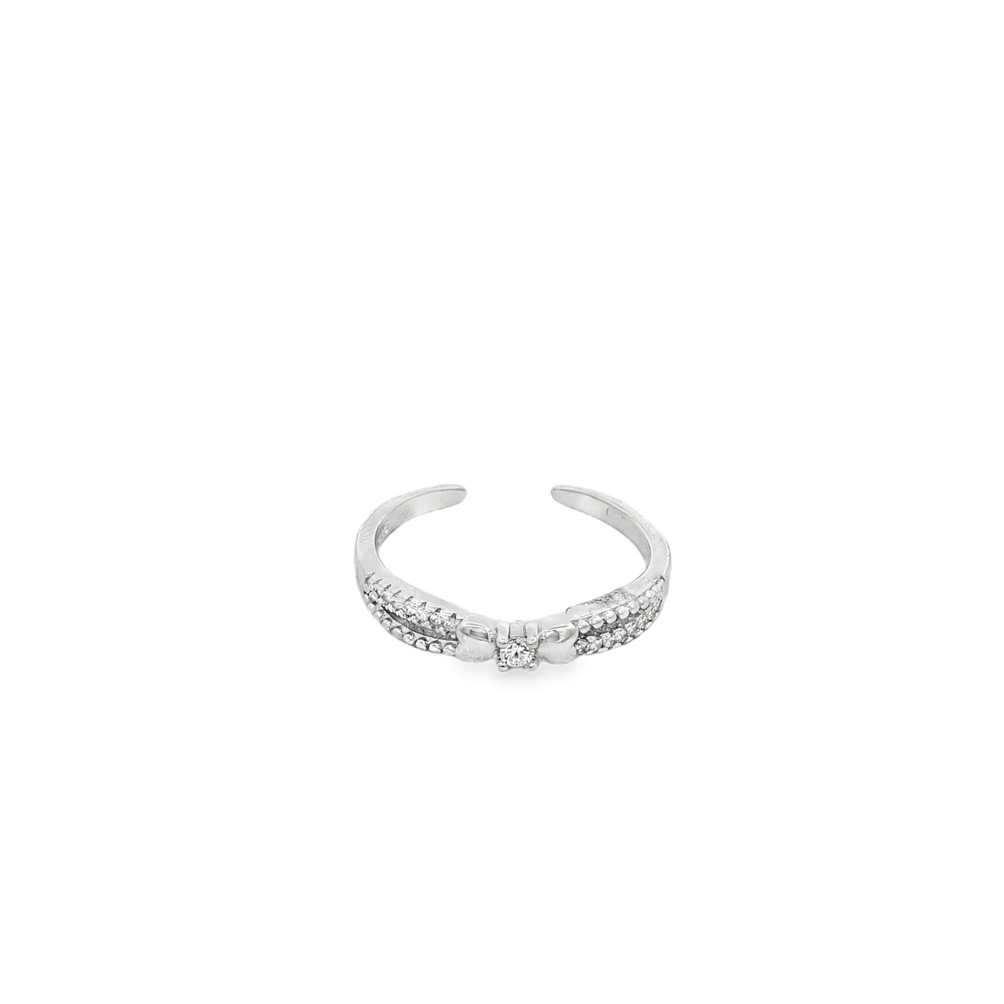 Sparkling Bow Open Ring