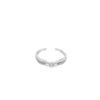 Sparkling Bow Open Ring