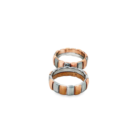 Dual-Tone Block Pattern Couple Rings