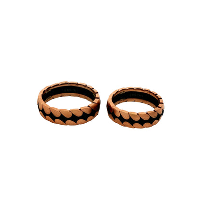 Rose Gold Petal Pattern Couple Rings 925 silver