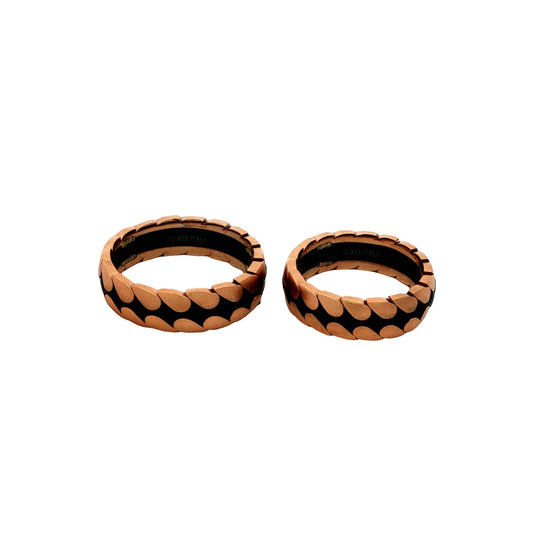 Rose Gold Petal Pattern Couple Rings 925 silver