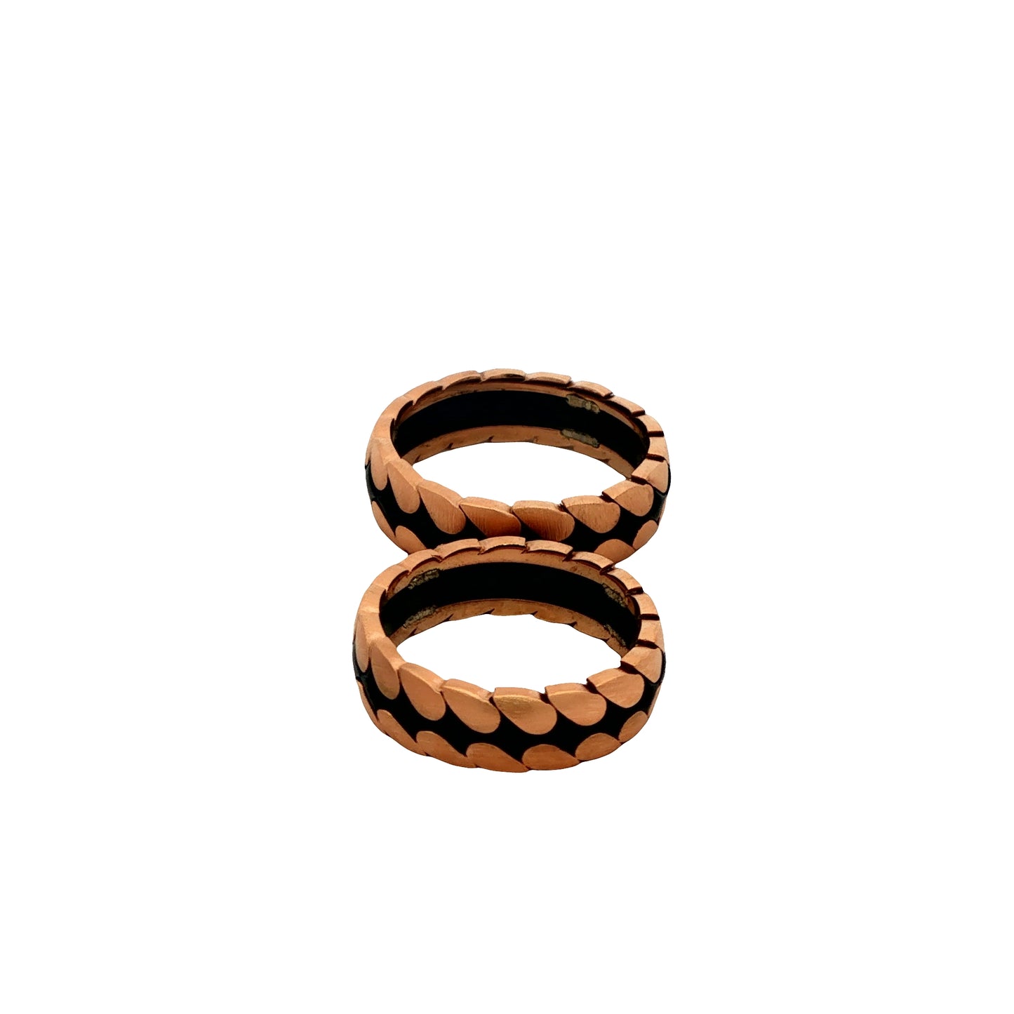 Rose Gold Petal Pattern Couple Rings 925 silver