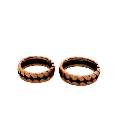 Rose Gold Petal Pattern Couple Rings 925 silver