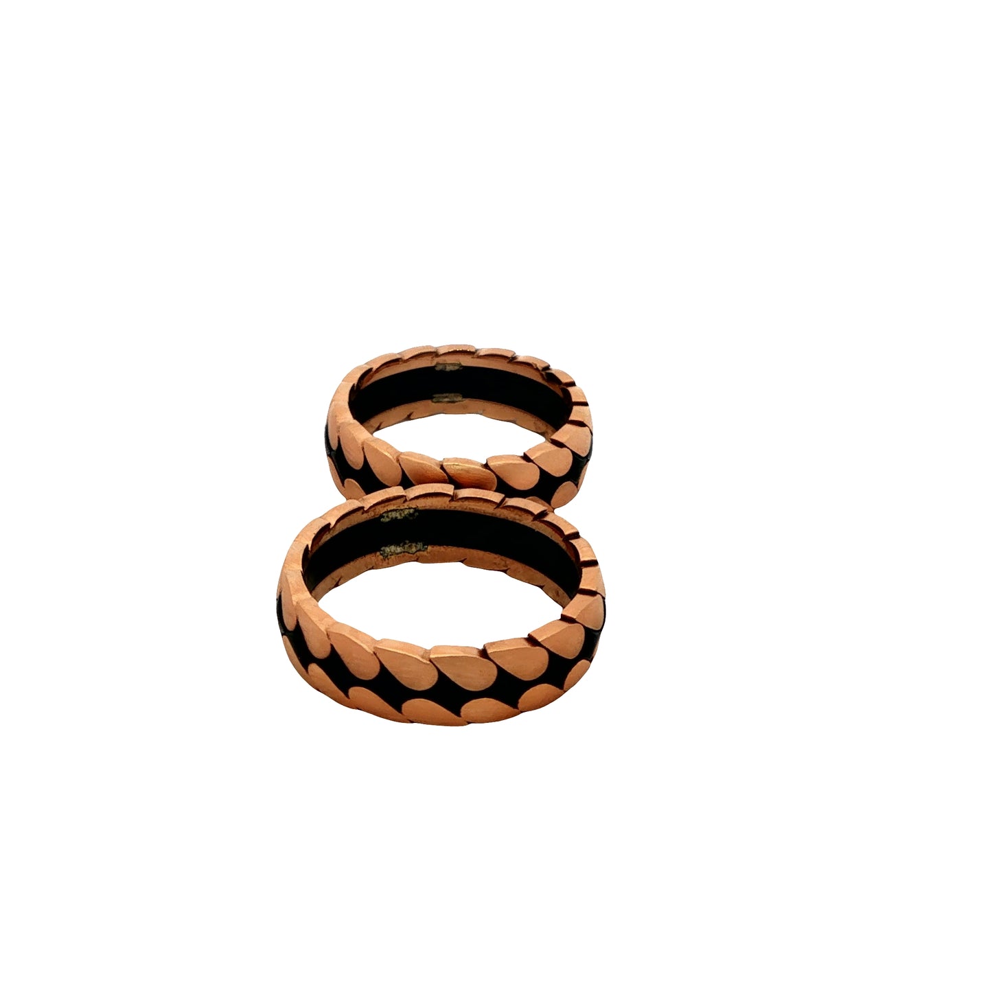 Rose Gold Petal Pattern Couple Rings 925 silver