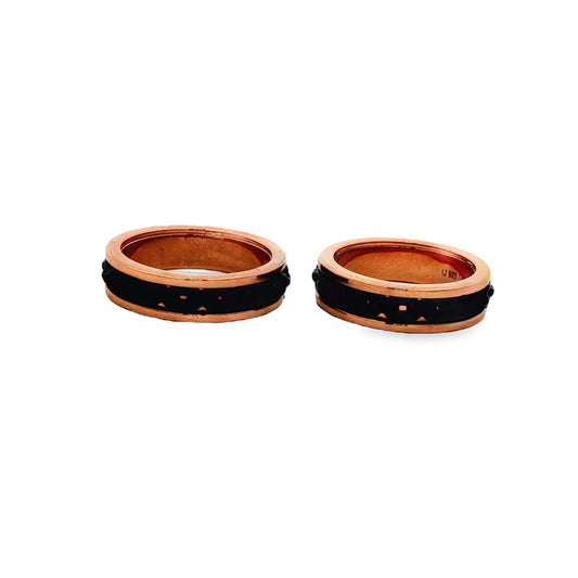 Rose Gold & Black Classic Couple Rings 925 silver