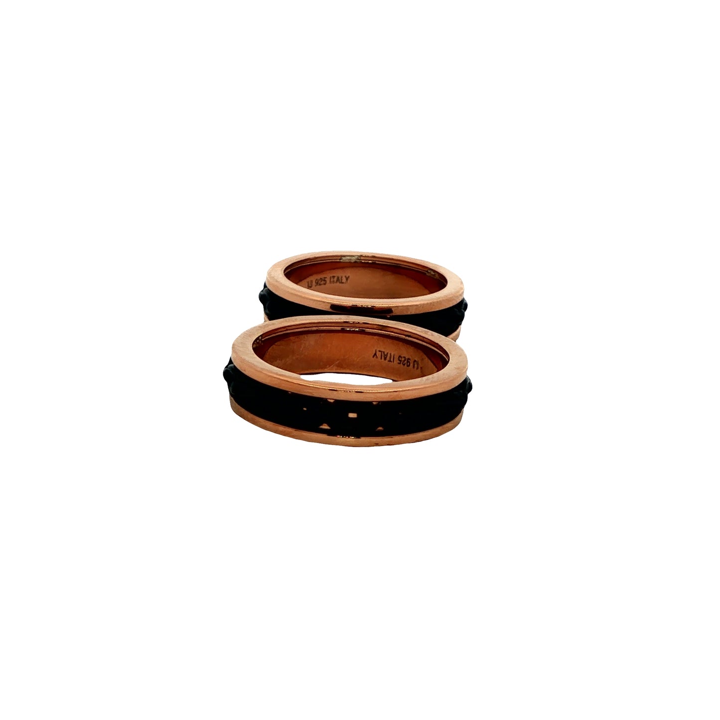 Rose Gold & Black Classic Couple Rings 925 silver