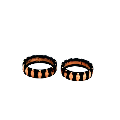 Black & Rose Gold Teardrop Couple Rings 925 silver