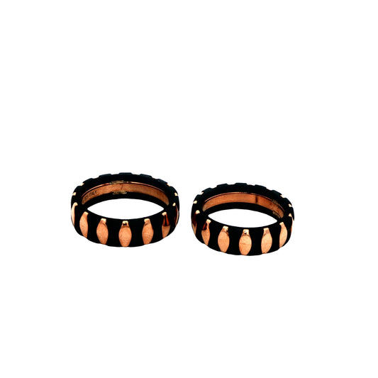 Black & Rose Gold Teardrop Couple Rings 925 silver
