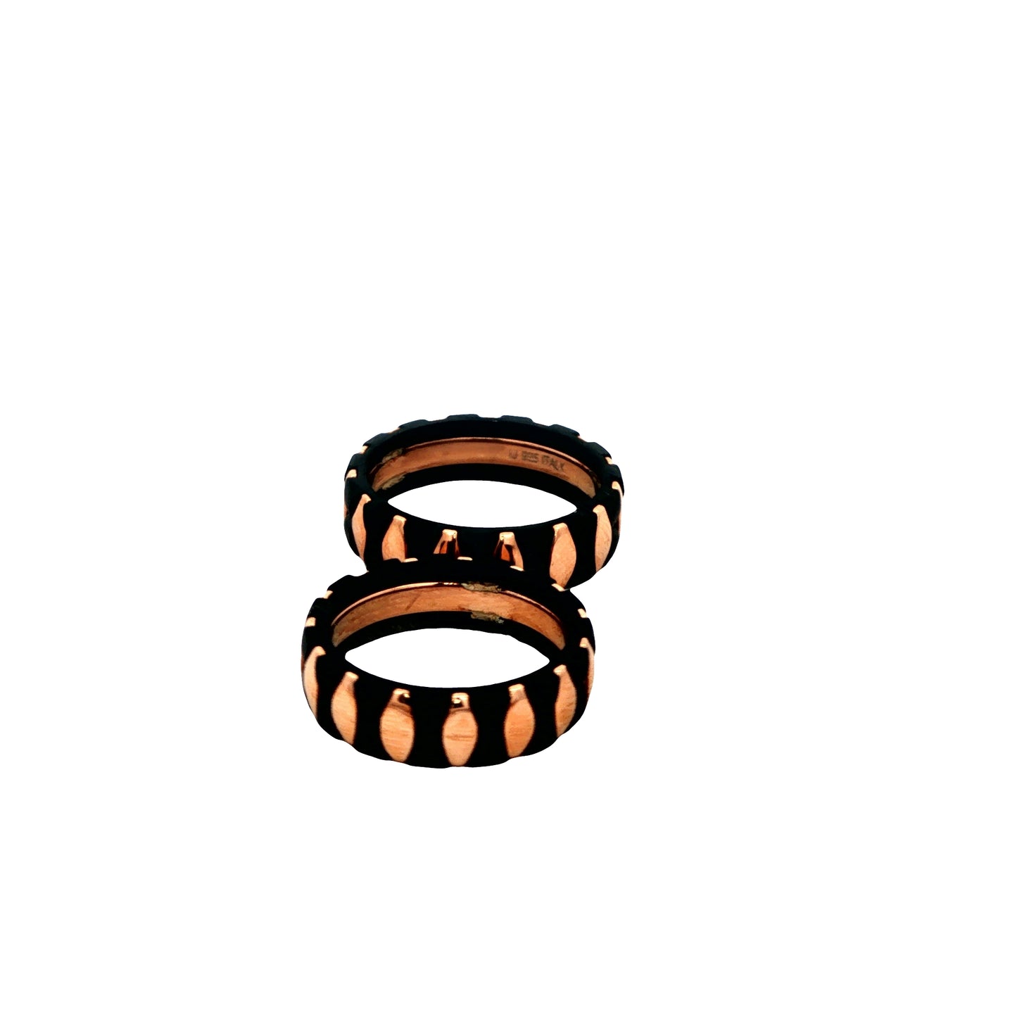 Black & Rose Gold Teardrop Couple Rings 925 silver