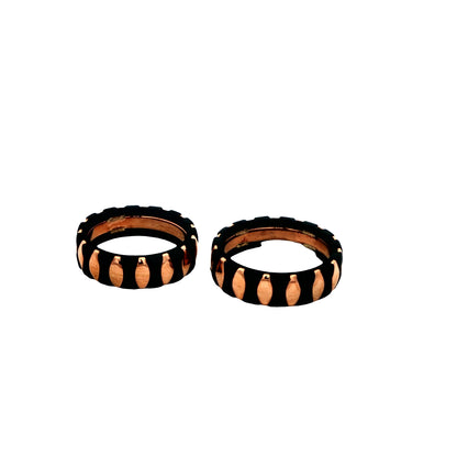 Black & Rose Gold Teardrop Couple Rings 925 silver