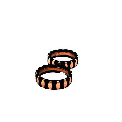 Black & Rose Gold Teardrop Couple Rings 925 silver
