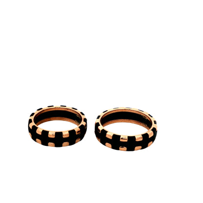 Black & Rose Gold Geometric Couple Rings925 silver