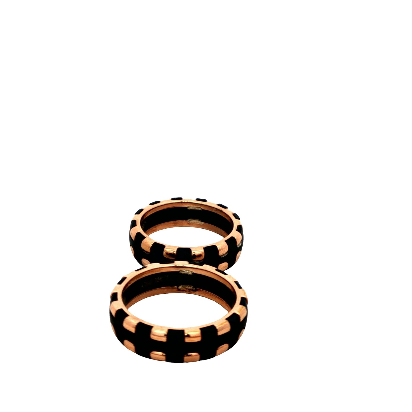 Black & Rose Gold Geometric Couple Rings925 silver