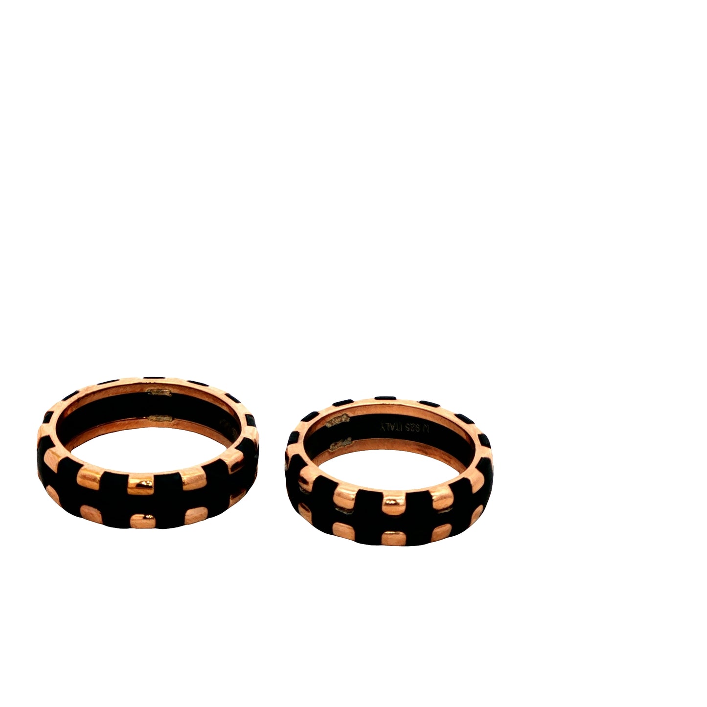 Black & Rose Gold Geometric Couple Rings925 silver