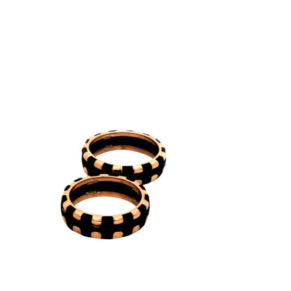 Black & Rose Gold Geometric Couple Rings925 silver