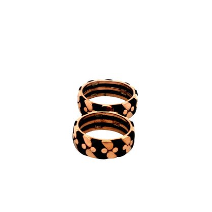 Rose Gold & Black Pebble Pattern Couple Rings