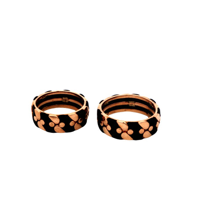 Rose Gold & Black Pebble Pattern Couple Rings