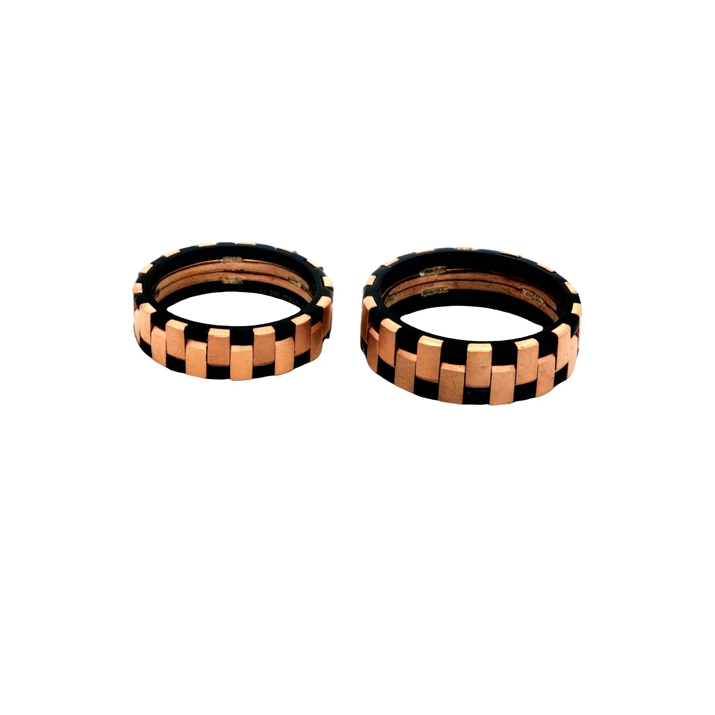 Rose Gold & Black Geometric Couple Rings 925
