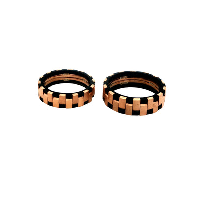 Rose Gold & Black Geometric Couple Rings 925