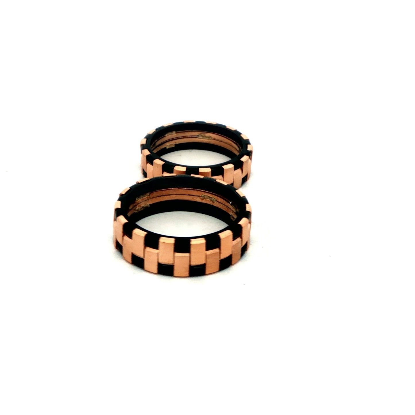 Rose Gold & Black Geometric Couple Rings 925