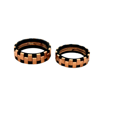 Rose Gold & Black Geometric Couple Rings 925