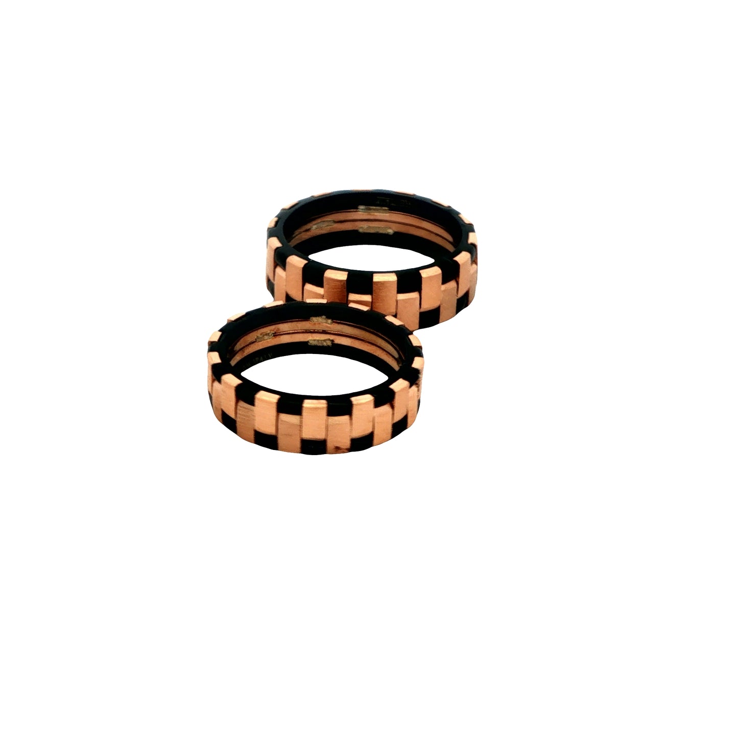 Rose Gold & Black Geometric Couple Rings 925