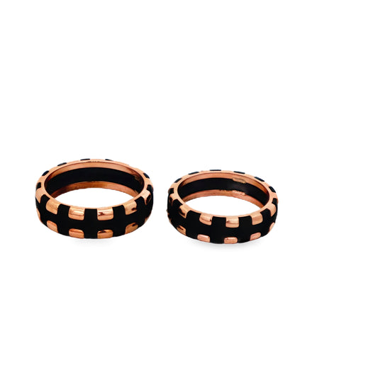Black & Rose Gold Couple Bands 925 silver