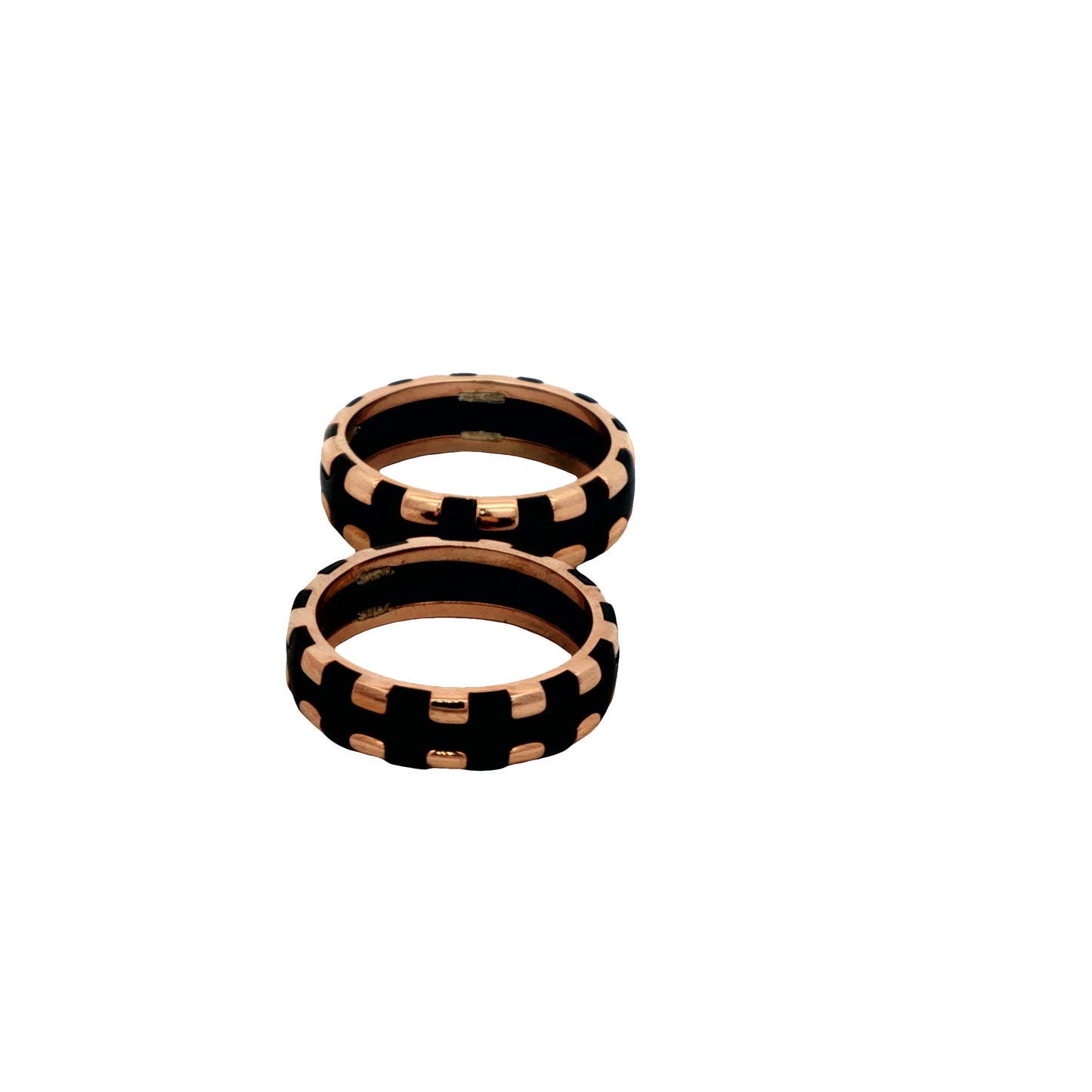 Black & Rose Gold Couple Bands 925 silver