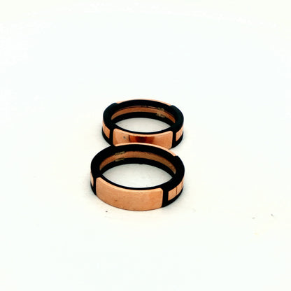Black & Rose Gold Classic Couple Rings 925