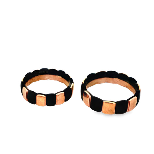 Rose Gold & Black Contemporary Couple Rings