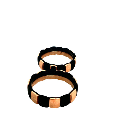 Rose Gold & Black Contemporary Couple Rings