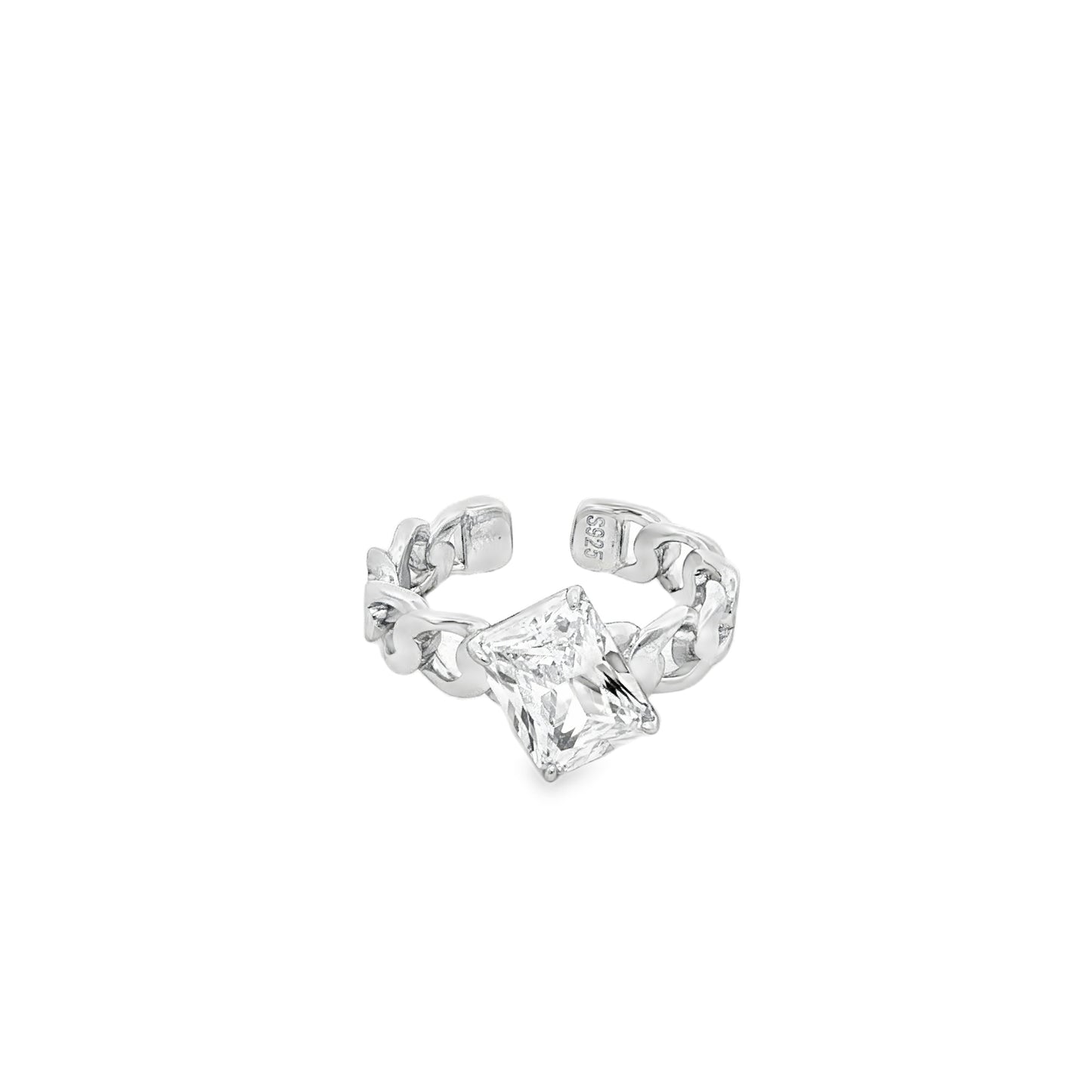 Princess Cut Chain-Link Statement Ring