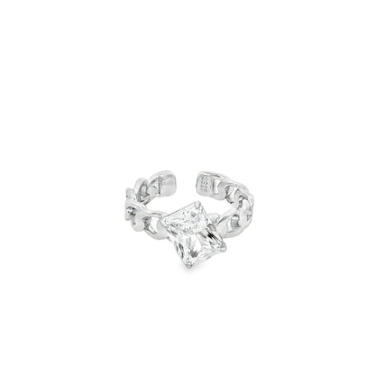 Princess Cut Chain-Link Statement Ring