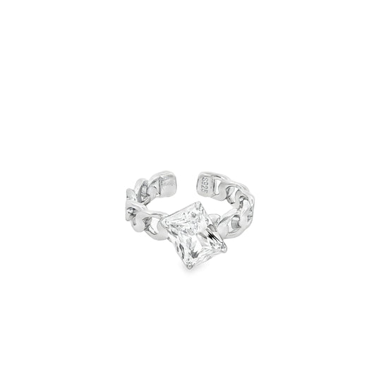 Princess Cut Chain-Link Statement Ring