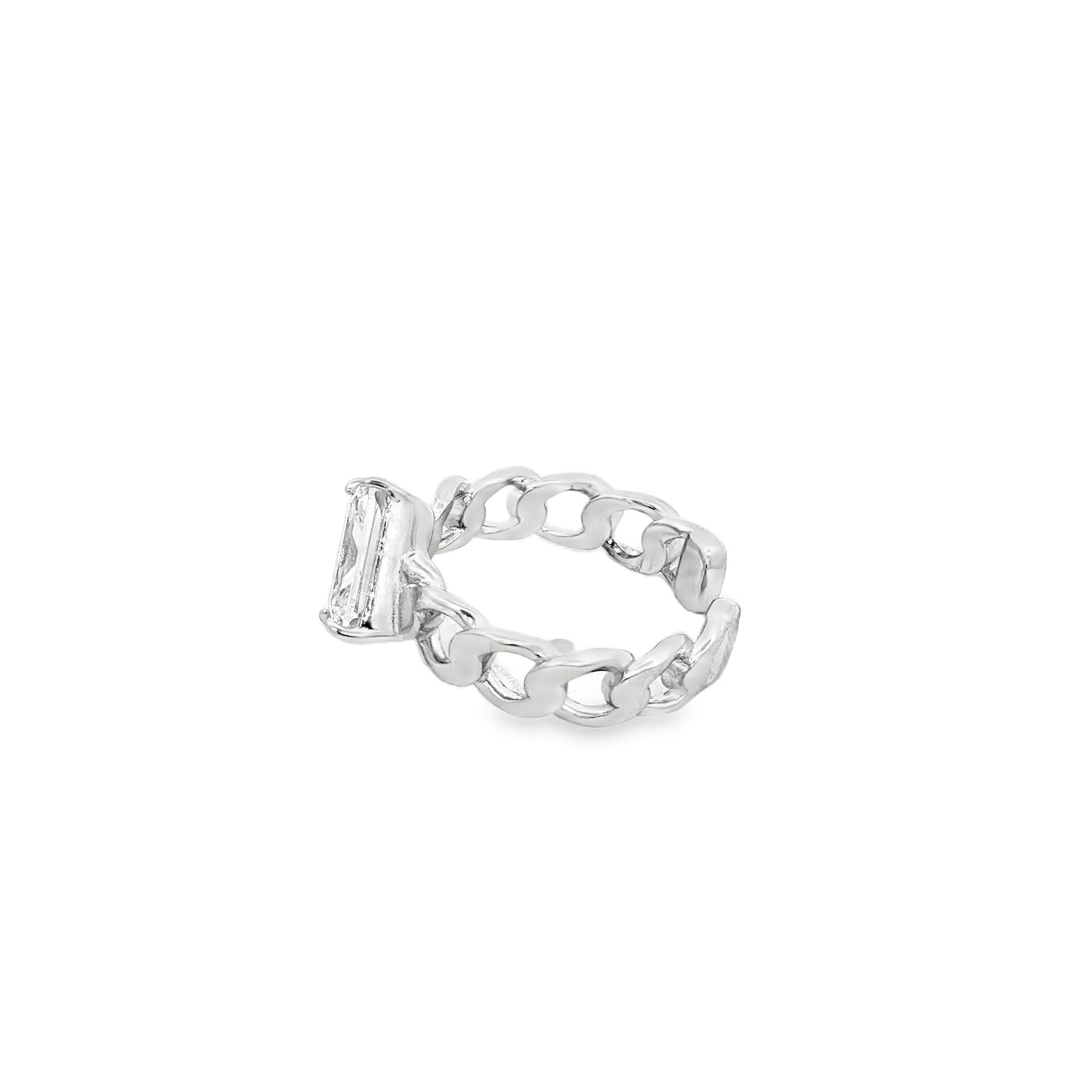 Princess Cut Chain-Link Statement Ring
