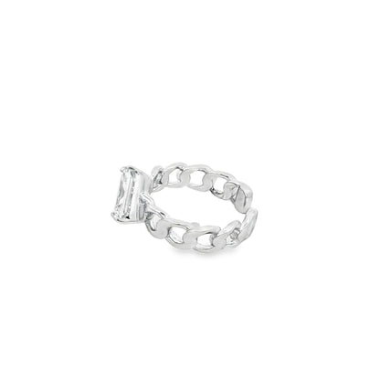 Princess Cut Chain-Link Statement Ring