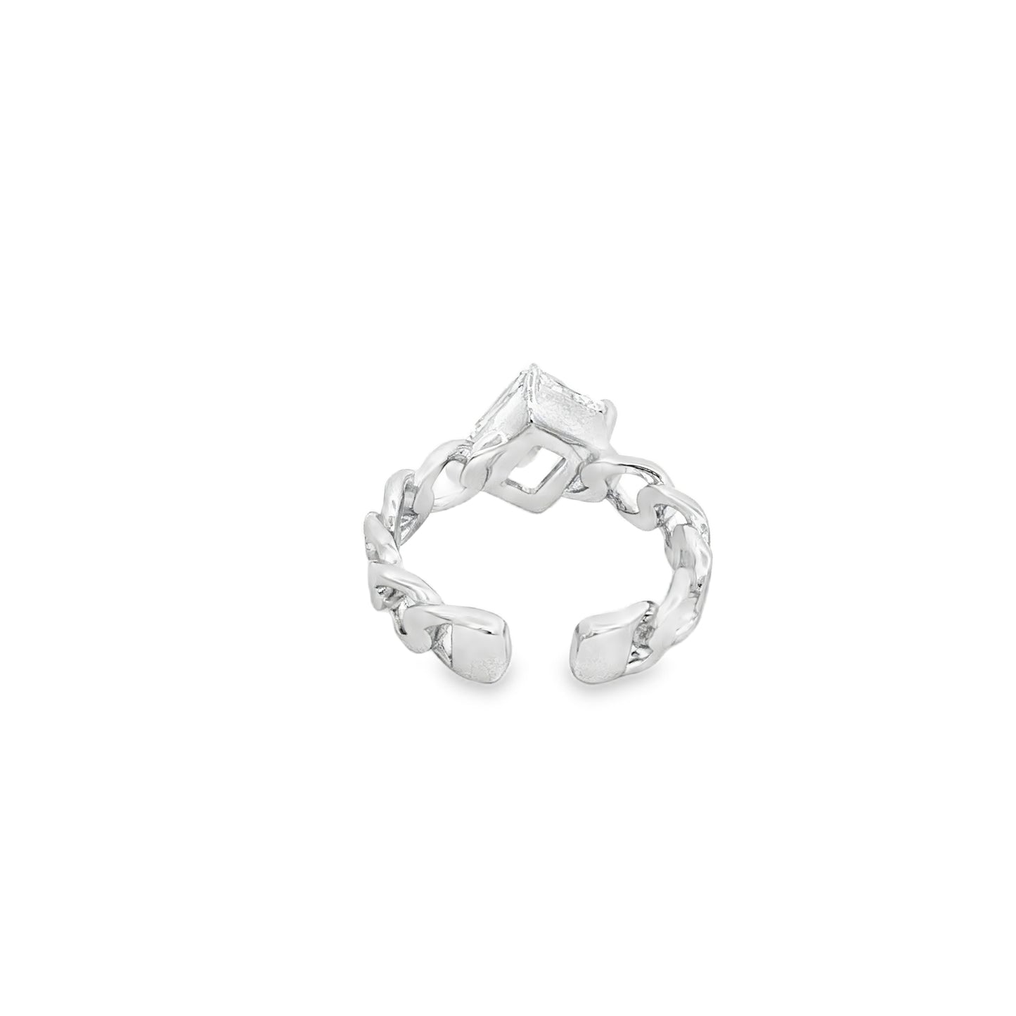 Princess Cut Chain-Link Statement Ring